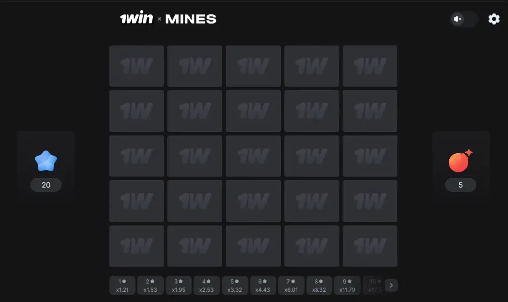 1Win में माइन्स में प्लेइंग बोर्ड 1Win में माइन्स में प्लेइंग बोर्ड